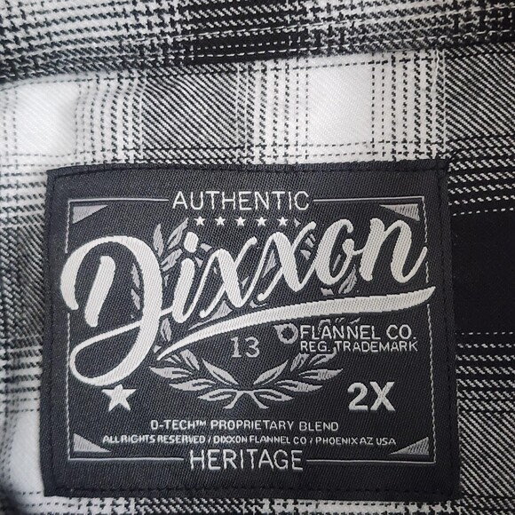Dixxon Flannel Co Crenshaw Shirt Mens 2XL Black White Plaid Button Long Sleeve - Picture 6 of 11